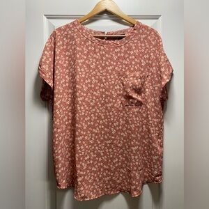 Buffalo David Bitton Women's Dusty Rose Floral Pocket Blouse XL